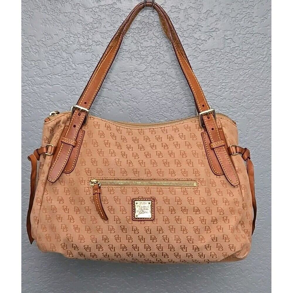 ✔️Dooney Logo Hobo Jacquard & Leather Shoulder Bag, Nina, EUC